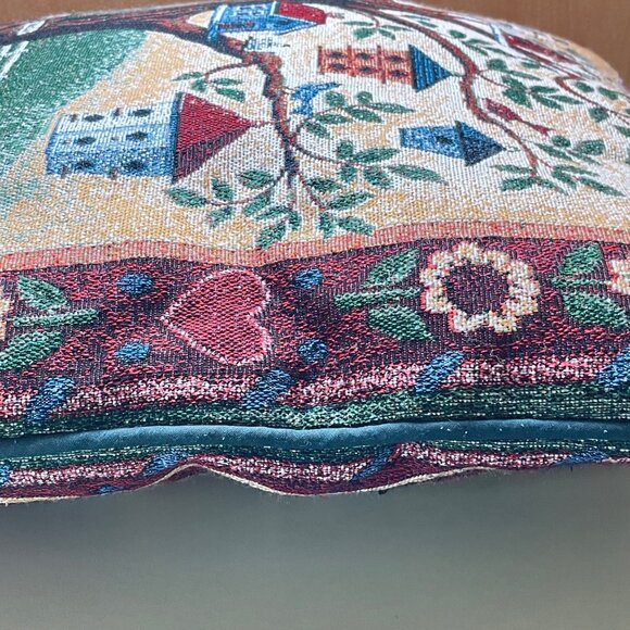 Pretty Vintage Birdhouse Tapestry Accent Pillow 16" - Picture 6 of 9